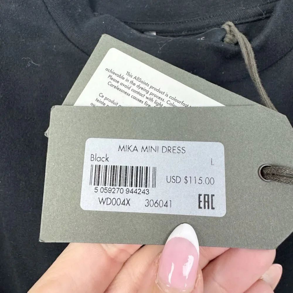 ALL SAINTS | NEW Mika Black Structured Shoulder Sleeveless Dress Women’s Size L - Picture 8 of 12